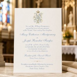 Catholic Marian Monogram Nuptial Mass Wedding Inbjudningar