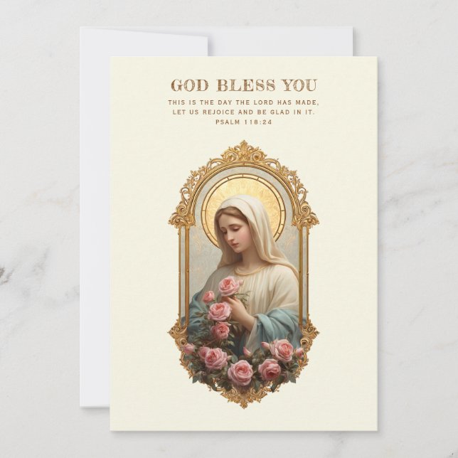 Catholic Mary with Pink Roses Floral Scripture (Framsida)