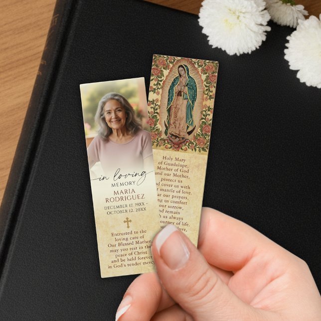 Catholic Memorial Photo Guadalupe Prayer Bookmark Litet Visitkort (Skapare uppladdad)