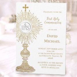 Catholic monstrance design | First Holy Communion Inbjudningar