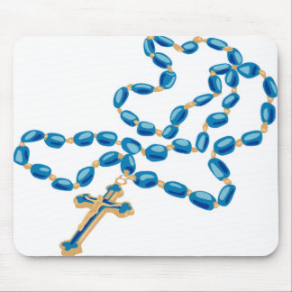 Catholic Mouse Pad White w/ Beautiful Blue Rosary Musmatta