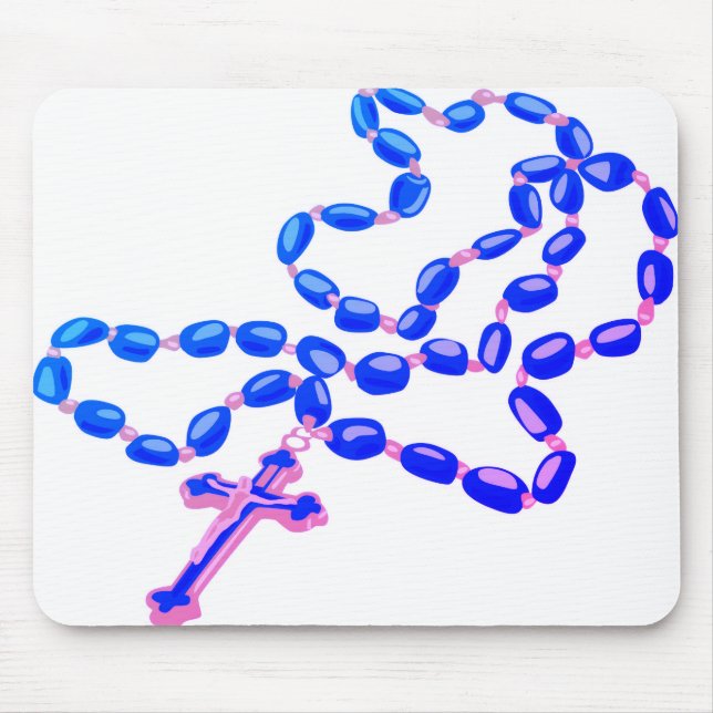 Catholic Mouse Pad White with Beautiful Rosary Musmatta (Framsidan)