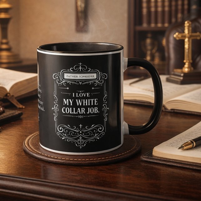 Catholic Priest Black Clergy Collar Religious Mug Mugg (Skapare uppladdad)