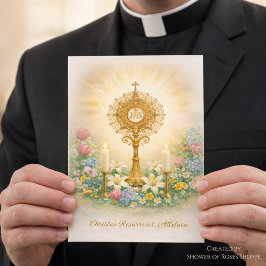 Catholic Priest Easter Floral Eucharistic Helgkort
