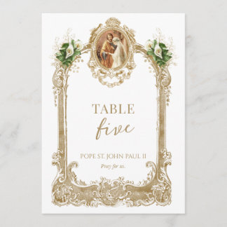 Catholic Saint Wedding Table Number  Inbjudningar