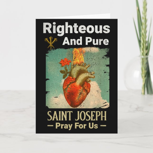 Catholic St. Joseph, Patron Saint Of Fathers, Pray Kort (Framsida)