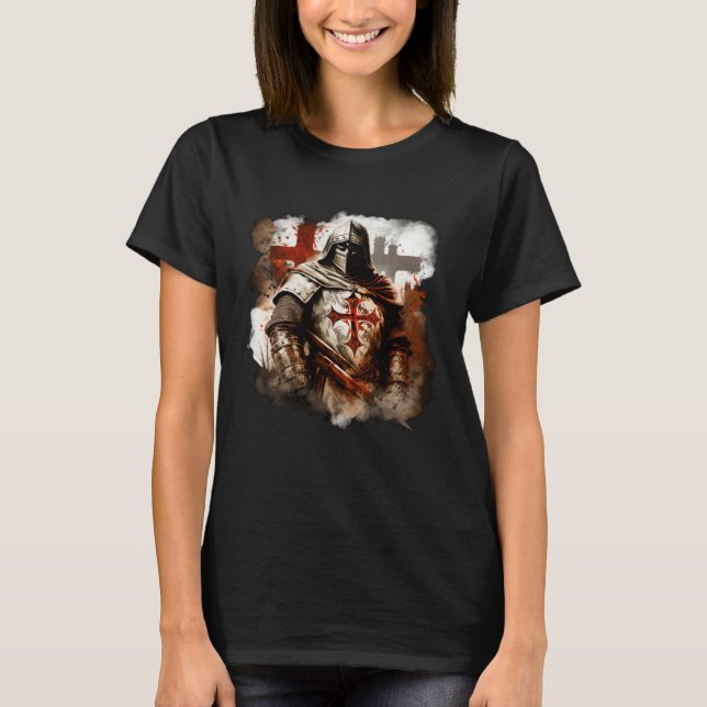Catholic Templar Knights Medieval T Shirt (Framsida)