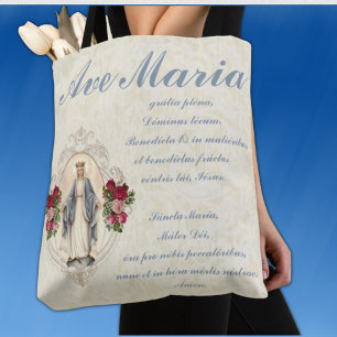 Catholic Virgin Mary Ave Maria på latin Tygkasse