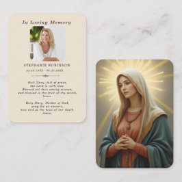 Catholic Virgin Mary Memorial Ivory Prayer Card Visitkort