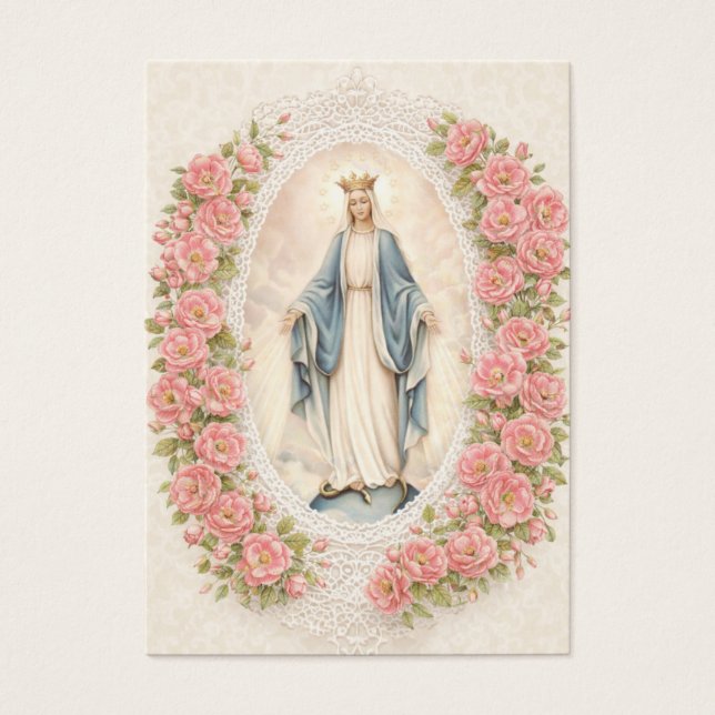 Catholic Wedding Floral Marian Prayer Cards Visitkort (Framsidan)