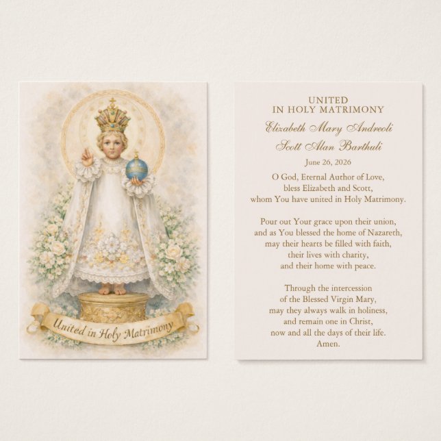 Catholic Wedding Prayer Card Betrothal  Visitkort (Framsida & baksida)