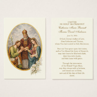 Catholic Wedding Prayer Card Betrothal  Visitkort