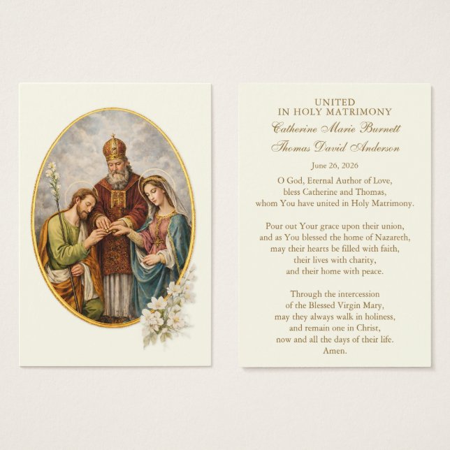 Catholic Wedding Prayer Card Betrothal  Visitkort (Framsida & baksida)