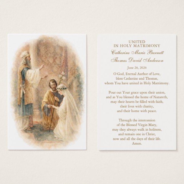 Catholic Wedding Prayer Card Betrothal  Visitkort (Framsida & baksida)