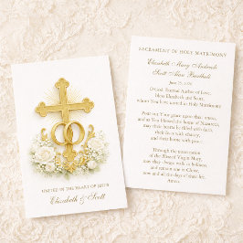 Catholic Wedding Prayer Card Gold Cross Visitkort