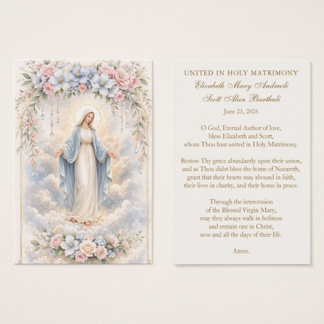Catholic Wedding Prayer – Our Lady of Grace Visitkort (Framsida & baksida)