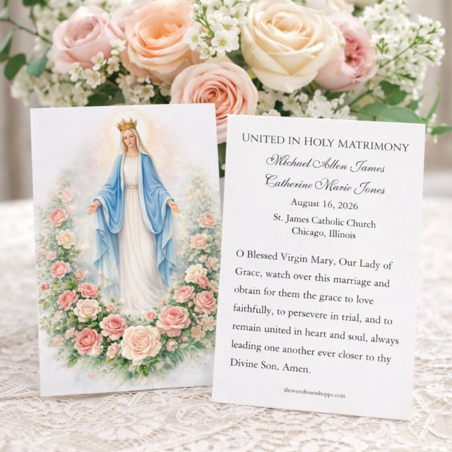 Catholic Wedding Prayer Our Lady of Grace Visitkort (Skapare uppladdad)