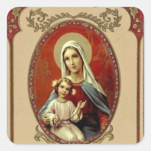 Catholik Blsed Virgin Mary Religiösa Fyrkantigt Klistermärke