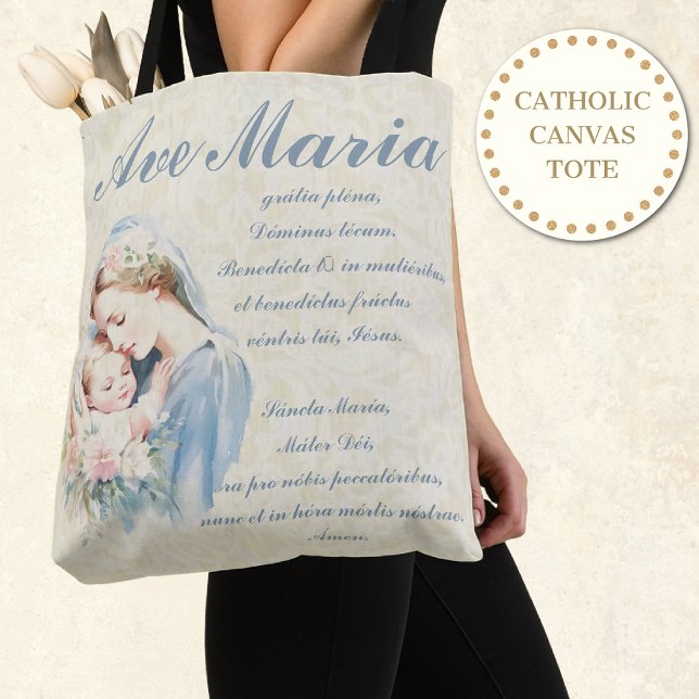 Catholik Virgin Mary Ave Maria Baby Jesus Blommigt Tygkasse (Skapare uppladdad)