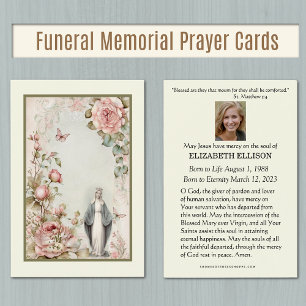 Catholik Virgin Mary Blommigt Funeral Vintage Visitkort
