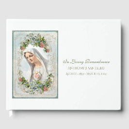Catholik Virgin Mary Blommigt Memorial Funeral Gästböcker
