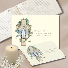 Catholik Virgin Mary Blommigt Memorial Funeral Gästböcker