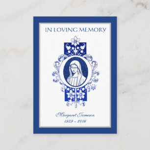 Catholik Virgin Mary Blue Funeral Sympathy Prayer Placeringskort