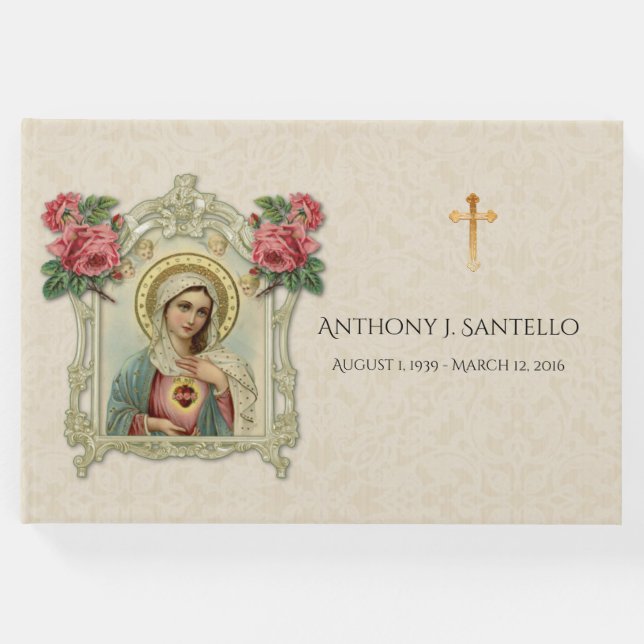 Catholik Virgin Mary Funeral Memorial Guest Bok (Framsida)