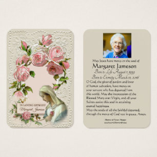 Catholik Virgin Mary Funeral Memorial Prayer Helig Visitkort