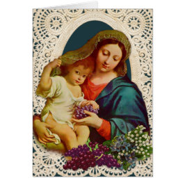 Catholik Virgin Mary Jesus Religiösa Snöre Hälsningskort
