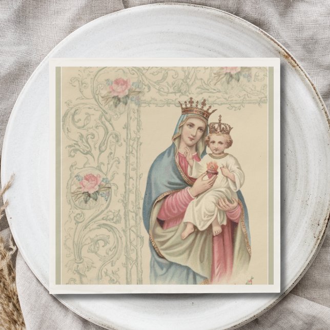Catholik Virgin Mary med Child Jesus Religiösa Pappersservett (Skapare uppladdad)