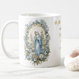 Catholik Virgin Mary Prayer Blues Blommigt Kaffemugg