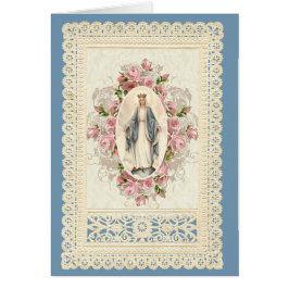 Catholik Virgin Mary Religiösa Blommigt Snöre Hälsningskort