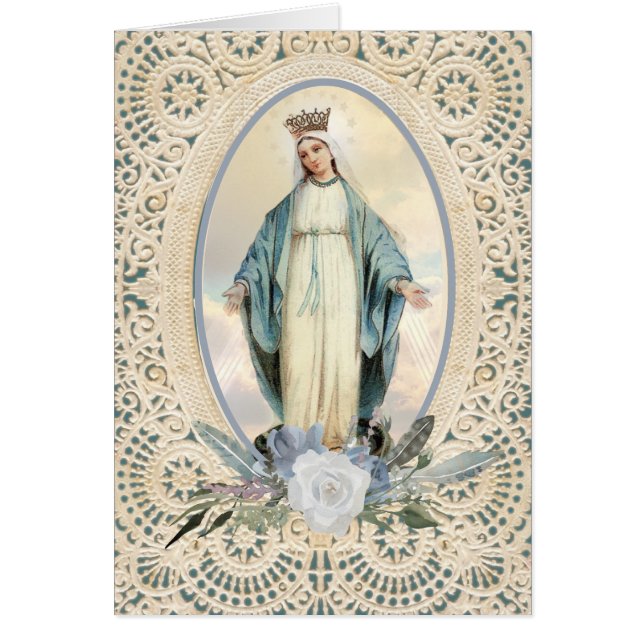 Catholik Virgin Mary Religiösa Ro Snöre Hälsningskort (Framsidan)
