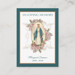 Catholik Virgin Mary Ro Funeral Sympathy Prayer Placeringskort