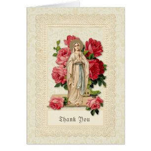 Catholik Virgin Mary Rosary Funeral Tack Hälsningskort
