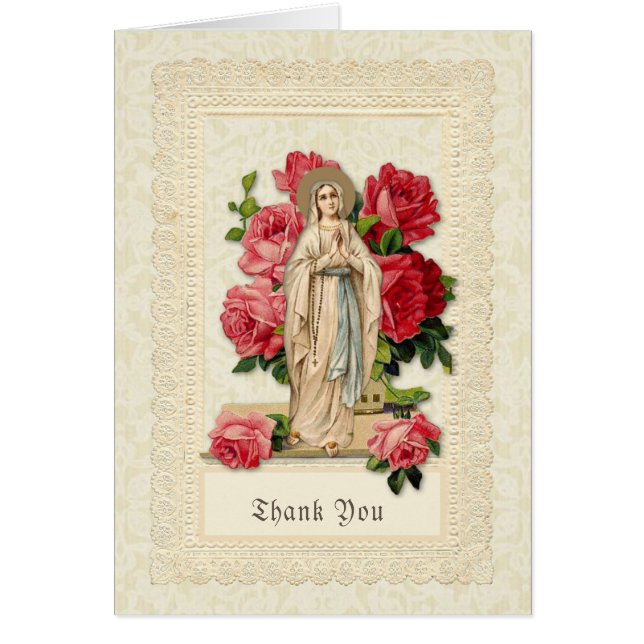 Catholik Virgin Mary Rosary Funeral Tack Hälsningskort (Framsidan)