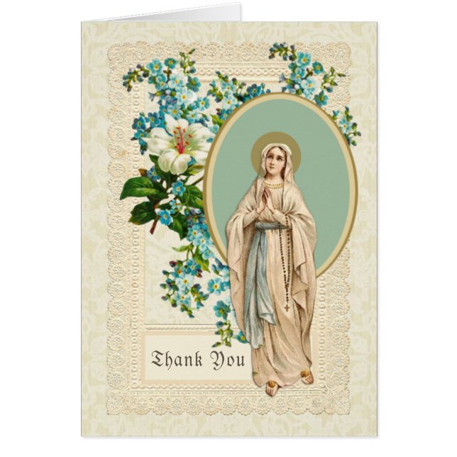 Catholik Virgin Mary Rosary Funeral Tack Hälsningskort (Framsidan)