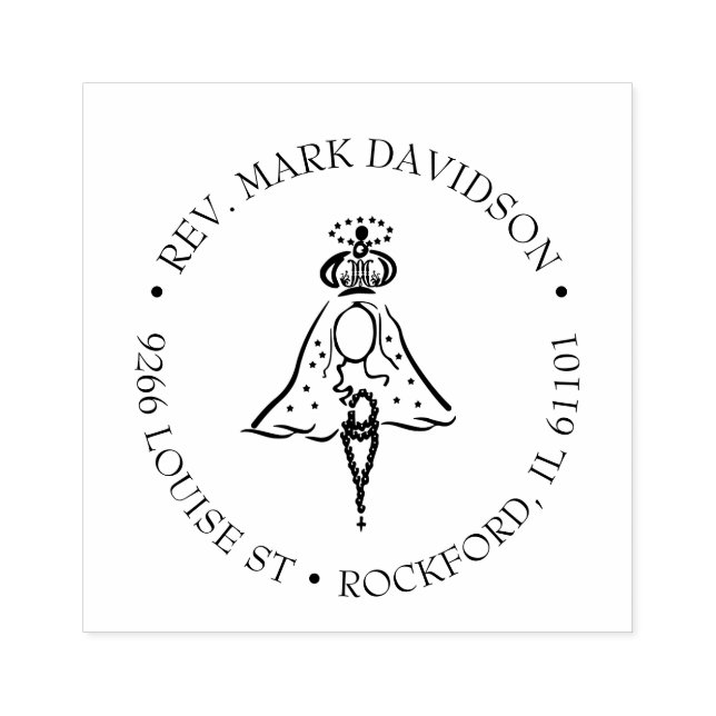Catholik Virgin Mary Rosary Religiösa Adress Stämpel (Tryck)