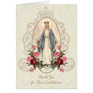 Catholik Virgin Mary Tack Funeral Prayer Hälsningskort