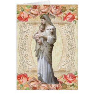 Catholik Virgin Mary Tack Funeral Prayer Hälsningskort