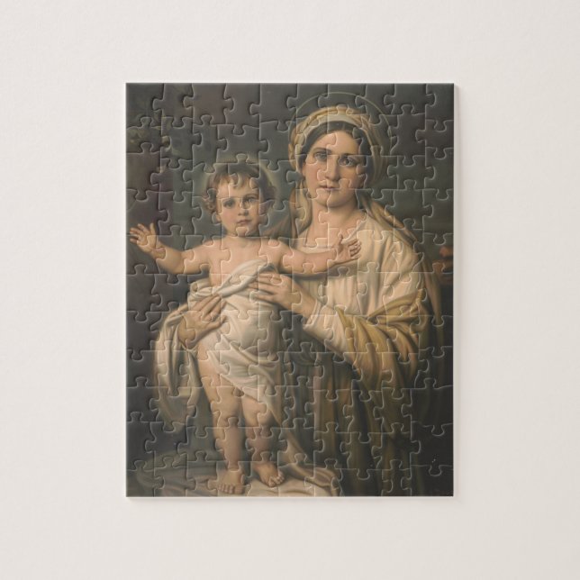 Catholik Virgin Mor Mary Jesus Religiösa Pussel (Vertikal)