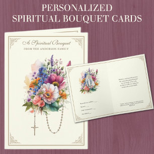 Catholique Andlig Bouquet Prayer Rosary Helgkort