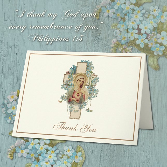 Catholique Immaculate Heart Virgin Mary Blommigt Helgkort (Immaculate Heart of Mary Catholic Thank You Stationery Notecards)