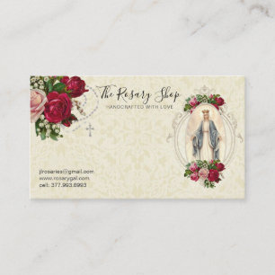 Catholique Rosary Rosa Röd ros Virgin Mary Visitkort