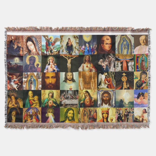 Catholisk Saints Throw Blanket Mysfilt (Framsidan)