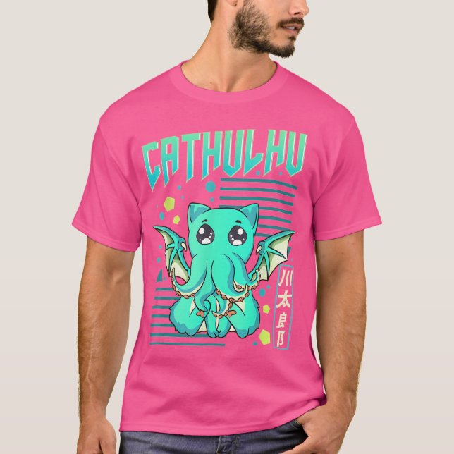 Cathulhu Funny Cat Cthulhu Pun Kawaii Anime T Shirt (Framsida)