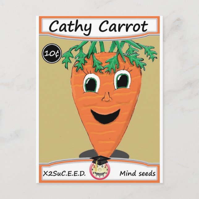 Cathy Carrot Seed Packet 1 Vykort (Framsida)