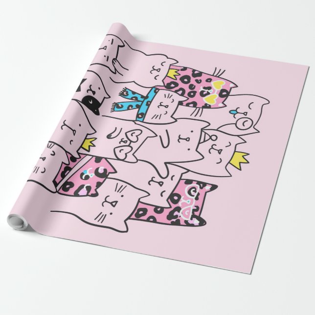 Cathy Cute Cat, Lover Gift, Lover Gift Presentpapper (Utrullad)