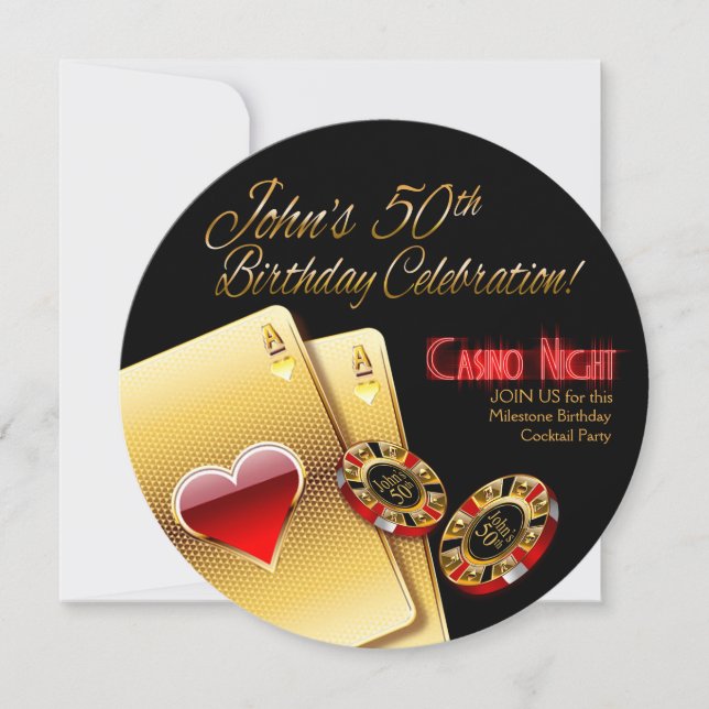 Cathy Vegas Casino Night 50-årsfest Inbjudningar (Framsida)